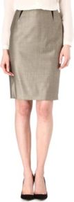 Stretch Wool Pencil Skirt - pattern: plain; style: pencil; fit: tailored/fitted; waist: high rise; predominant colour: sage; occasions: evening, work; length: just above the knee; fibres: wool - stretch; texture group: structured shiny - satin/tafetta/silk etc.; pattern type: fabric