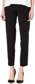 Tubisa Cropped Trousers - pattern: plain; style: capri; waist detail: fitted waist; waist: mid/regular rise; predominant colour: black; occasions: evening, work; length: calf length; fibres: wool - mix; fit: slim leg; pattern type: fabric; texture group: woven light midweight