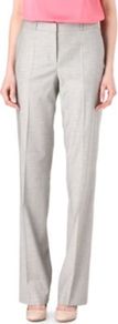 Straight Leg Wool Trousers - length: standard; pattern: plain; pocket detail: small back pockets, pockets at the sides; waist: mid/regular rise; predominant colour: light grey; occasions: evening, work; fibres: wool - stretch; fit: straight leg; pattern type: fabric; texture group: woven light midweight; style: standard