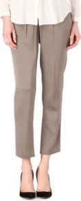 Hensani Silk Trouser - pattern: plain; waist detail: belted waist/tie at waist/drawstring; waist: mid/regular rise; predominant colour: taupe; occasions: evening, work; length: ankle length; texture group: silky - light; fit: straight leg; pattern type: fabric; style: standard; fibres: silk - stretch