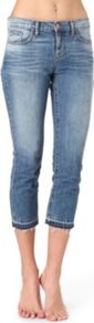 1216 Aiden Boyfriend Cropped Low Rise Jeans - style: skinny leg; pattern: plain; pocket detail: traditional 5 pocket; waist: mid/regular rise; predominant colour: denim; occasions: casual, holiday; length: calf length; fibres: cotton - 100%; jeans detail: whiskering, shading down centre of thigh, washed/faded; texture group: denim; pattern type: fabric