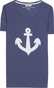 Bodissa Print T Shirt - neckline: round neck; style: t-shirt; secondary colour: white; predominant colour: navy; occasions: casual, holiday; length: standard; fibres: cotton - 100%; fit: body skimming; sleeve length: short sleeve; sleeve style: standard; pattern type: fabric; pattern size: standard; pattern: patterned/print; texture group: jersey - stretchy/drapey