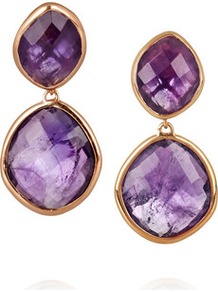 18 Karat Rose Gold Vermeil Amethyst Earrings - predominant colour: purple; secondary colour: gold; occasions: evening, work, occasion; style: drop; length: mid; size: standard; material: chain/metal; fastening: pierced; finish: plain; embellishment: jewels