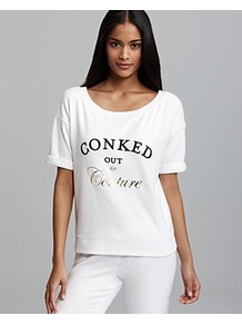 Cozy Terry Pullover - style: sweat top; predominant colour: ivory; secondary colour: gold; occasions: casual; length: standard; neckline: scoop; fibres: cotton - mix; fit: loose; bust detail: contrast pattern/fabric/detail at bust; sleeve length: short sleeve; sleeve style: standard; pattern type: fabric; pattern size: small & light; pattern: patterned/print; texture group: jersey - stretchy/drapey