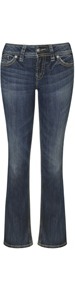 Suki17 Slim Bootleg - style: bootcut; length: standard; pattern: plain; pocket detail: traditional 5 pocket; waist: mid/regular rise; predominant colour: denim; occasions: casual; fibres: cotton - stretch; jeans detail: whiskering, shading down centre of thigh, washed/faded; texture group: denim; pattern type: fabric