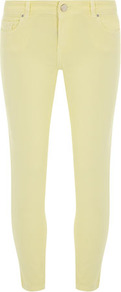 Lemon Ankle Grazer Jean - style: skinny leg; pattern: plain; waist: low rise; pocket detail: traditional 5 pocket; predominant colour: primrose yellow; occasions: casual; length: ankle length; fibres: cotton - 100%; texture group: denim; pattern type: fabric
