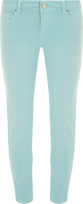 Mint Ankle Grazer Jean - style: skinny leg; pattern: plain; waist: low rise; pocket detail: traditional 5 pocket; predominant colour: pistachio; occasions: casual; length: ankle length; fibres: cotton - 100%; texture group: denim; pattern type: fabric