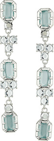 Aqua Jewel Earrings - predominant colour: pistachio; secondary colour: silver; occasions: evening, occasion, holiday; style: drop; length: long; size: large/oversized; material: chain/metal; fastening: pierced; finish: metallic; embellishment: jewels