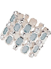 Aqua Jewel And Stud Bracelet - predominant colour: pale blue; secondary colour: silver; occasions: casual, evening, occasion, holiday; style: cuff; size: large/oversized; material: chain/metal; trends: metallics; finish: metallic; embellishment: jewels