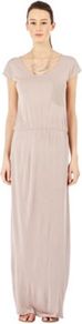 Satin Pocket Maxi Dress - sleeve style: capped; fit: loose; pattern: plain; style: maxi dress; predominant colour: blush; occasions: casual; length: floor length; neckline: scoop; fibres: viscose/rayon - 100%; sleeve length: short sleeve; pattern type: fabric; texture group: jersey - stretchy/drapey