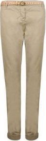 Slim Stretch Belted Chino - pattern: plain; pocket detail: small back pockets, pockets at the sides; waist detail: belted waist/tie at waist/drawstring; waist: mid/regular rise; predominant colour: stone; occasions: casual, holiday; length: ankle length; style: chino; fibres: cotton - stretch; jeans & bottoms detail: turn ups; texture group: cotton feel fabrics; fit: slim leg; pattern type: fabric