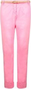 Slim Stretch Belted Chino - pattern: plain; pocket detail: small back pockets, pockets at the sides; waist detail: belted waist/tie at waist/drawstring; waist: mid/regular rise; predominant colour: pink; occasions: casual, evening, holiday; length: calf length; style: chino; fibres: cotton - stretch; jeans & bottoms detail: turn ups; texture group: cotton feel fabrics; fit: straight leg; pattern type: fabric