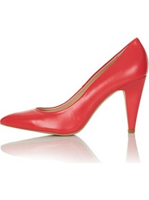 Gail Pointed Courts - predominant colour: true red; occasions: evening, work, occasion; material: leather; heel height: high; heel: stiletto; toe: pointed toe; style: courts; finish: plain; pattern: plain
