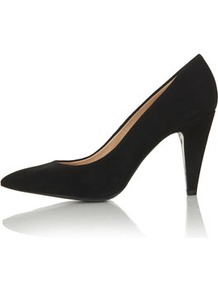 Gail Pointed Courts - predominant colour: black; occasions: evening, work, occasion; material: suede; heel height: high; heel: stiletto; toe: pointed toe; style: courts; finish: plain; pattern: plain