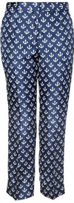 Gertrudi Anchor Print Silk Trousers - length: standard; waist: mid/regular rise; secondary colour: white; predominant colour: navy; occasions: casual, evening, holiday; fibres: silk - 100%; texture group: silky - light; trends: statement prints; fit: straight leg; pattern type: fabric; pattern size: big & busy; pattern: patterned/print; style: standard