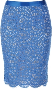 Hailey Skirt - pattern: plain; style: pencil; fit: tailored/fitted; waist: high rise; predominant colour: diva blue; occasions: evening, occasion; length: just above the knee; fibres: cotton - mix; texture group: lace; pattern type: fabric
