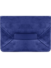 Gracie Bag, China Blue - predominant colour: royal blue; occasions: evening, occasion; type of pattern: standard; style: clutch; length: hand carry; size: standard; material: suede; pattern: plain; finish: plain
