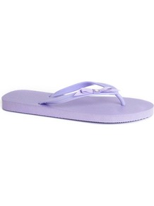 Lilac Flipflop - predominant colour: lilac; occasions: casual, holiday; material: plastic/rubber; heel height: flat; heel: standard; toe: toe thongs; style: flip flops / toe post; finish: plain; pattern: plain