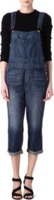 Rivington Denim Dungarees - sleeve style: standard vest straps/shoulder straps; pattern: plain; predominant colour: royal blue; occasions: casual; length: calf length; fit: body skimming; jeans & bottoms detail: turn ups; sleeve length: sleeveless; texture group: denim; style: dungarees; neckline: low square neck; bust detail: dungaree top; pattern type: fabric; fibres: cashmere - stretch