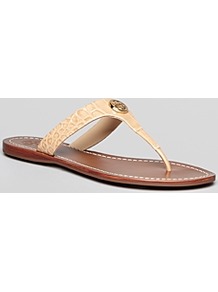 Thong Sandals Cameron - predominant colour: camel; secondary colour: gold; occasions: casual, evening, work, holiday; material: leather; heel height: flat; embellishment: studs; heel: standard; toe: toe thongs; style: flip flops / toe post; finish: plain; pattern: animal print