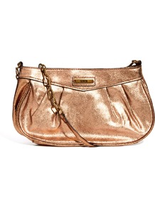 Chain Shoulder Bag - predominant colour: bronze; occasions: evening, occasion, holiday; type of pattern: standard; style: shoulder; length: across body/long; size: standard; material: faux leather; pattern: plain; trends: metallics; finish: metallic; embellishment: chain/metal