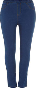 Midwash Blue Jeggings - length: standard; pattern: plain; style: leggings; waist: mid/regular rise; predominant colour: denim; secondary colour: denim; occasions: casual; fibres: cotton - stretch; texture group: denim; fit: skinny/tight leg; pattern type: fabric