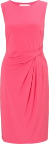 Flora Dress, Hot Pink - style: shift; neckline: round neck; pattern: plain; sleeve style: sleeveless; waist detail: fitted waist; predominant colour: pink; occasions: casual, evening, occasion, holiday; length: just above the knee; fit: body skimming; fibres: viscose/rayon - stretch; hip detail: soft pleats at hip/draping at hip/flared at hip; sleeve length: sleeveless; pattern type: fabric; texture group: jersey - stretchy/drapey