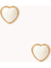 Heart Studs - predominant colour: white; secondary colour: gold; occasions: casual, evening, occasion; style: stud; length: short; size: small; material: chain/metal; fastening: pierced; finish: plain