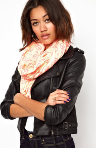 Peace Sign Snood - secondary colour: pink; predominant colour: blush; occasions: casual; type of pattern: standard; style: snood; size: large; material: fabric; pattern: patterned/print