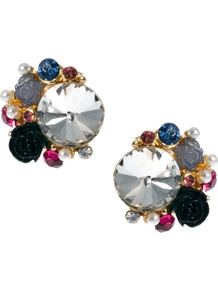 Crystal Stud Earrings - occasions: casual, evening, occasion, holiday; predominant colour: multicoloured; style: stud; length: short; size: small; material: chain/metal; fastening: pierced; finish: plain; embellishment: jewels