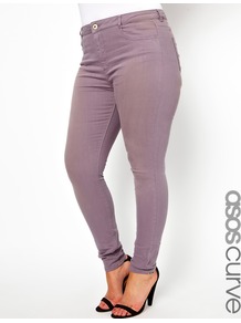 Curve Supersoft Skinny Jean In Greyed Lilac - style: skinny leg; length: standard; pattern: plain; pocket detail: traditional 5 pocket; waist: mid/regular rise; predominant colour: lilac; occasions: casual, evening; fibres: cotton - stretch; texture group: denim; pattern type: fabric