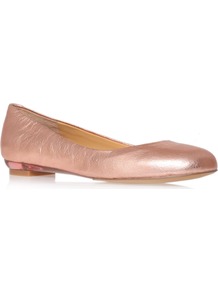 Guzzler Flat Shoes, Rose Gold - predominant colour: gold; occasions: casual, evening, holiday; material: faux leather; heel height: flat; toe: round toe; style: ballerinas / pumps; trends: metallics; finish: metallic; pattern: plain