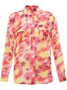 Effie Shirt - neckline: shirt collar/peter pan/zip with opening; style: shirt; bust detail: pocket detail at bust; occasions: casual; length: standard; fibres: polyester/polyamide - 100%; fit: straight cut; predominant colour: multicoloured; sleeve length: long sleeve; sleeve style: standard; texture group: silky - light; trends: statement prints; pattern type: fabric; pattern size: big & busy; pattern: patterned/print