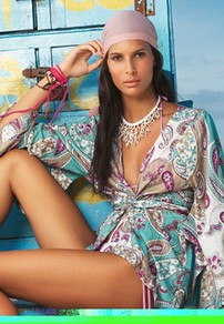 Zingara Top - neckline: low v-neck; sleeve style: kimono; length: below the bottom; pattern: paisley; style: kaftan; waist detail: belted waist/tie at waist/drawstring; fibres: cotton - 100%; fit: loose; predominant colour: multicoloured; sleeve length: long sleeve; texture group: cotton feel fabrics; occasions: holiday; pattern type: fabric; pattern size: standard