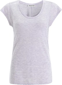 Faye Seam Back Tee - neckline: round neck; sleeve style: capped; pattern: plain; style: t-shirt; predominant colour: lilac; occasions: casual; length: standard; fibres: polyester/polyamide - mix; fit: body skimming; sleeve length: short sleeve; pattern type: fabric; texture group: jersey - stretchy/drapey
