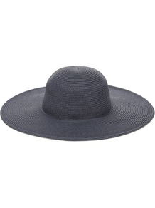 Floppy Beach Hat - predominant colour: navy; occasions: casual, holiday; type of pattern: standard; style: sunhat; size: large; material: fabric; pattern: plain