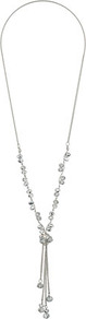 Crystal Glass Facet Bead Tassel Lariat Neckwear - predominant colour: silver; occasions: evening, work, occasion, holiday; style: tassel; length: long; size: standard; material: chain/metal; trends: metallics; finish: metallic; embellishment: beading