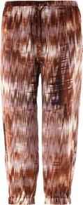 Ruben Ikat Print Trousers - waist: low rise; secondary colour: ivory; predominant colour: tan; occasions: casual, holiday; length: calf length; fibres: silk - 100%; texture group: silky - light; fit: straight leg; pattern type: fabric; pattern size: standard; pattern: patterned/print; style: standard