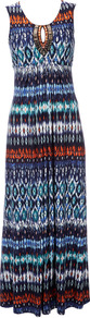 Blue Petite Maxi Dress - fit: empire; sleeve style: sleeveless; style: maxi dress; bust detail: added detail/embellishment at bust; occasions: casual, occasion, holiday; length: floor length; neckline: peep hole neckline; fibres: viscose/rayon - stretch; hip detail: soft pleats at hip/draping at hip/flared at hip; predominant colour: multicoloured; sleeve length: sleeveless; trends: statement prints; pattern type: fabric; pattern size: standard; pattern: patterned/print; texture group: jersey - stretchy/drapey; embellishment: jewels