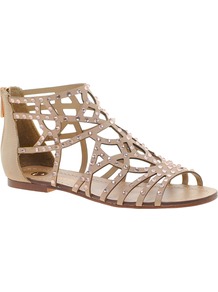 Diamante Ankle Strap Sandals - predominant colour: blush; occasions: casual, holiday; material: faux leather; heel height: flat; embellishment: crystals; ankle detail: ankle strap; heel: standard; toe: open toe/peeptoe; style: gladiators; finish: plain; pattern: plain