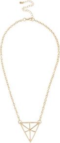 Gold 3 D Triangle Pendant Necklace - predominant colour: gold; occasions: casual, evening, work, occasion, holiday; style: pendant; length: short; size: standard; material: chain/metal; trends: metallics; finish: metallic; embellishment: chain/metal