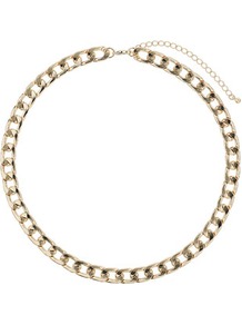 Chain Curb Collar - predominant colour: gold; occasions: casual, evening, work, occasion, holiday; style: standard; length: short; size: standard; material: chain/metal; trends: metallics; finish: metallic; embellishment: chain/metal