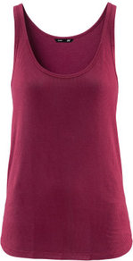 Ribbed Top - sleeve style: standard vest straps/shoulder straps; pattern: plain; waist detail: fitted waist; style: vest top; predominant colour: burgundy; occasions: casual, holiday; length: standard; neckline: scoop; fibres: viscose/rayon - stretch; fit: body skimming; sleeve length: sleeveless; pattern type: fabric; texture group: jersey - stretchy/drapey