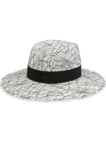Virginie Hat - secondary colour: white; occasions: casual, occasion, holiday; type of pattern: heavy; style: fedora; size: standard; material: felt; embellishment: ribbon; predominant colour: monochrome; trends: statement prints, modern geometrics; pattern: patterned/print