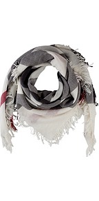 Wool Check Scarf In Ivory - predominant colour: ivory; secondary colour: charcoal; occasions: casual, holiday; type of pattern: heavy; style: square; size: standard; material: fabric; pattern: checked/gingham