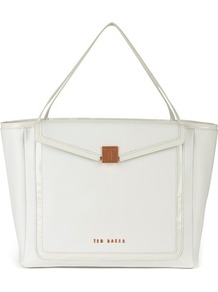 Ted Baker Cherrii Leather Shopper - predominant colour: white; secondary colour: gold; occasions: casual, evening, work, occasion, holiday; type of pattern: standard; style: tote; length: shoulder (tucks under arm); size: oversized; material: leather; pattern: plain; finish: plain