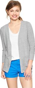 Shoreline Slub Cardigan - neckline: plunge; pattern: plain; length: below the bottom; predominant colour: light grey; occasions: casual; style: standard; fibres: cotton - mix; fit: standard fit; sleeve length: long sleeve; sleeve style: standard; texture group: knits/crochet; pattern type: knitted - other