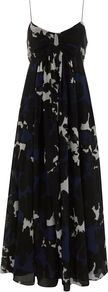 Cleo Print Maxi Dress, Multi Coloured - style: empire line; neckline: low v-neck; sleeve style: spaghetti straps; fit: empire; length: ankle length; predominant colour: navy; secondary colour: black; occasions: evening; fibres: cotton - 100%; hip detail: soft pleats at hip/draping at hip/flared at hip; sleeve length: sleeveless; texture group: sheer fabrics/chiffon/organza etc.; pattern type: fabric; pattern size: standard; pattern: patterned/print