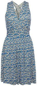 Flower Garden Jersey Dress, Blue - neckline: low v-neck; sleeve style: sleeveless; style: sundress; occasions: casual, holiday; length: just above the knee; fit: fitted at waist & bust; fibres: viscose/rayon - 100%; hip detail: soft pleats at hip/draping at hip/flared at hip; back detail: crossover; predominant colour: multicoloured; sleeve length: sleeveless; pattern type: fabric; pattern size: light/subtle; pattern: florals; texture group: jersey - stretchy/drapey