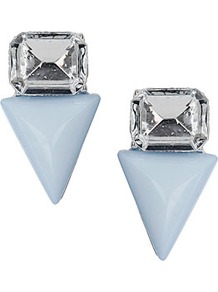 Rhinestone And Triangle Studs - predominant colour: pale blue; occasions: casual, evening, occasion, holiday; style: stud; length: mid; size: standard; material: plastic/rubber; fastening: pierced; finish: plain; embellishment: crystals; secondary colour: clear